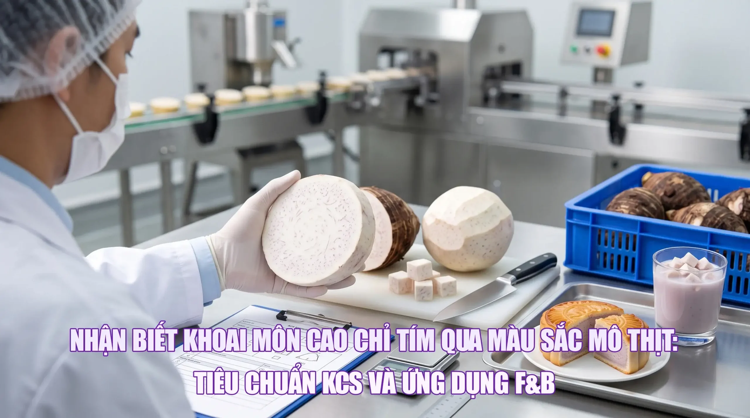 Mặt cắt mô thịt củ khoai môn cao chỉ tím với các đường chỉ tím đặc trưng chuyên cung cấp sỉ cho chợ đầu mối